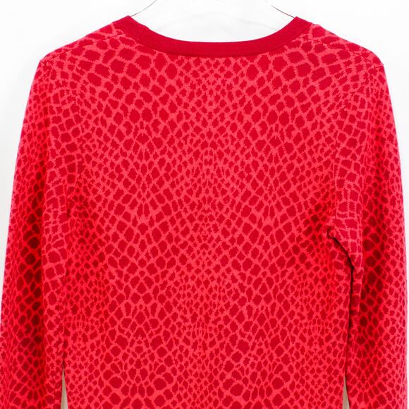 ISAAC MIZRAHI LIVE Red Snake Print V-Neck Cardigan Sweater - Picture 7 of 9